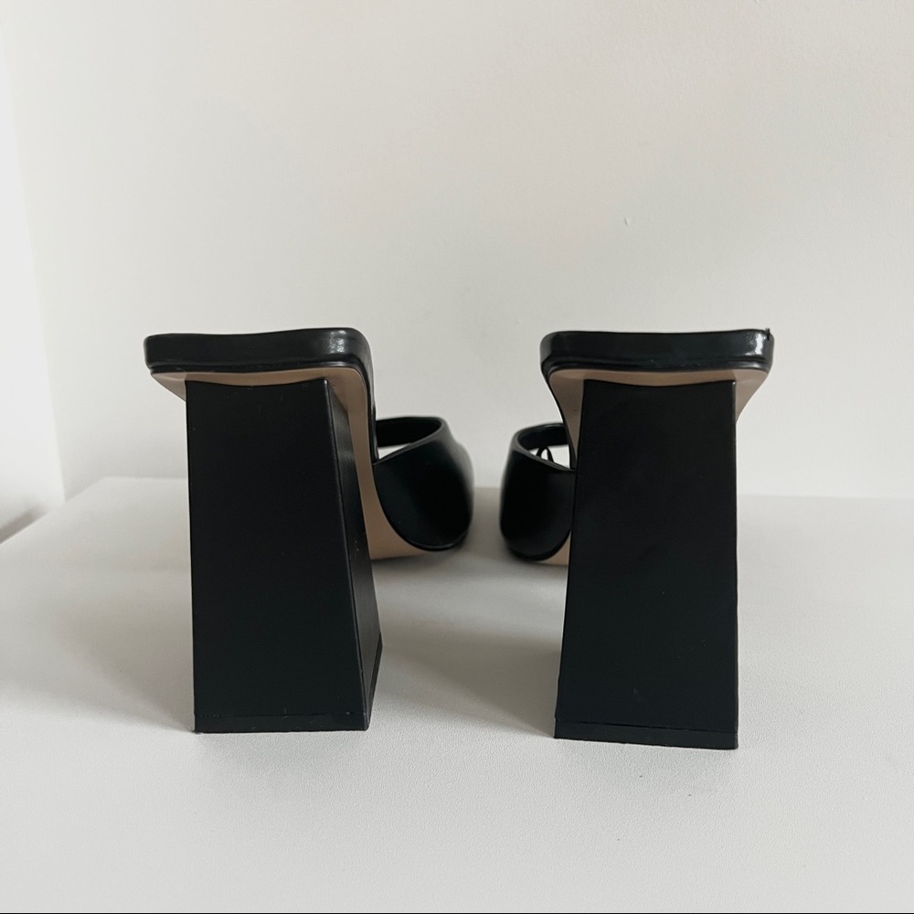 H&M Black Block Heel Square Toe Mule Sandals - image 4